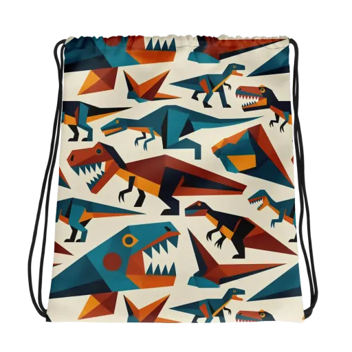 Dino Deco on a Drawstring Bag