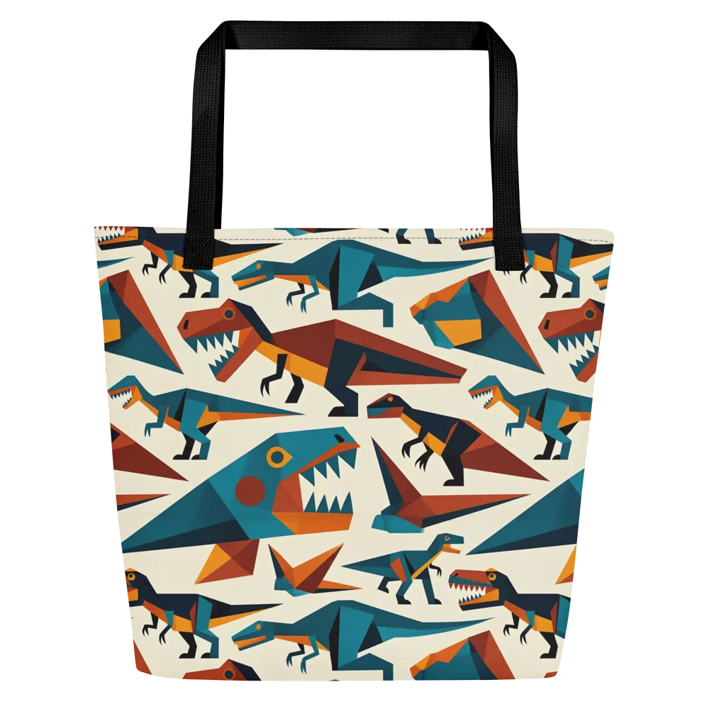Dino Deco on Large Tote Bag W/ Pocket — Front