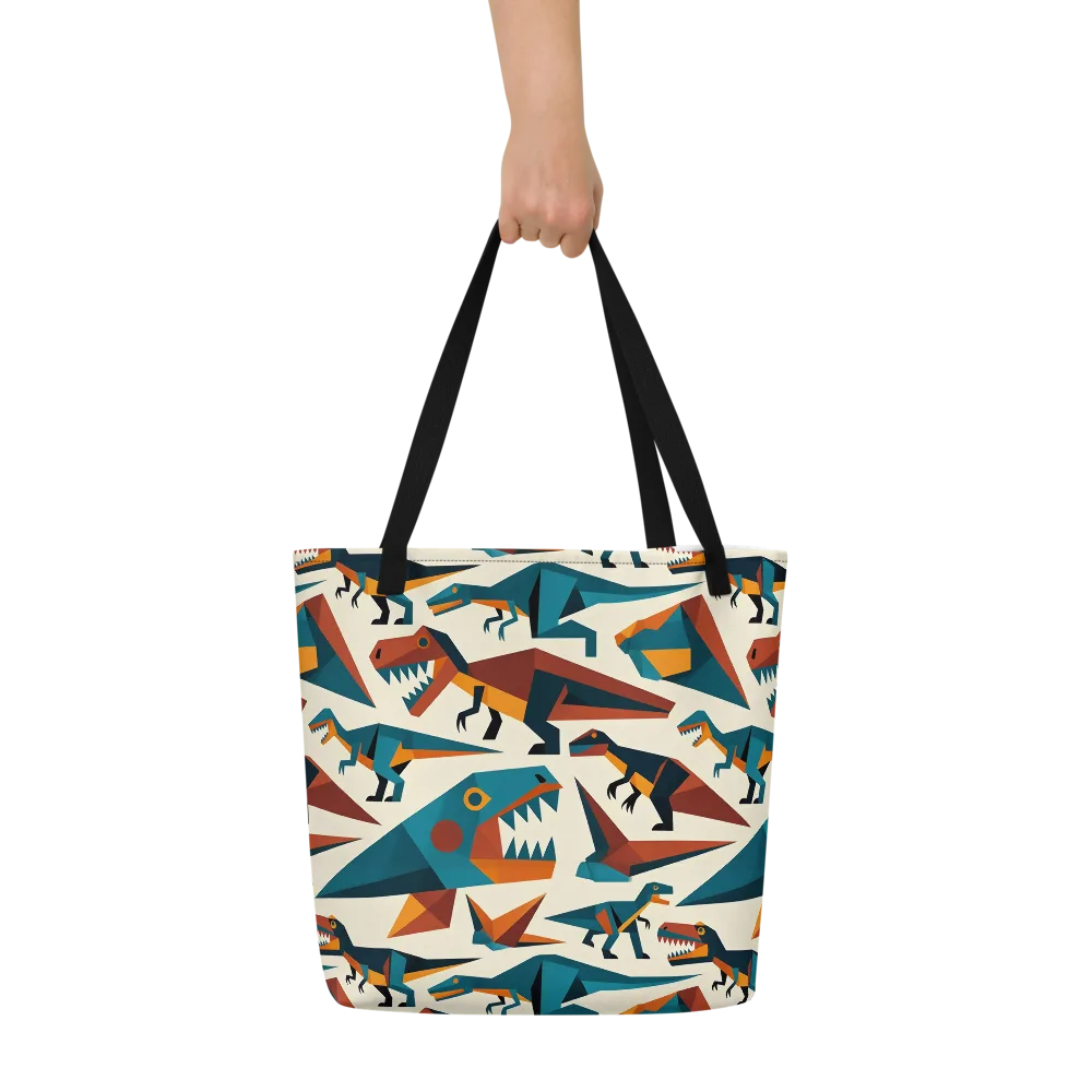Dino Deco on Large Tote Bag W/ Pocket — Front