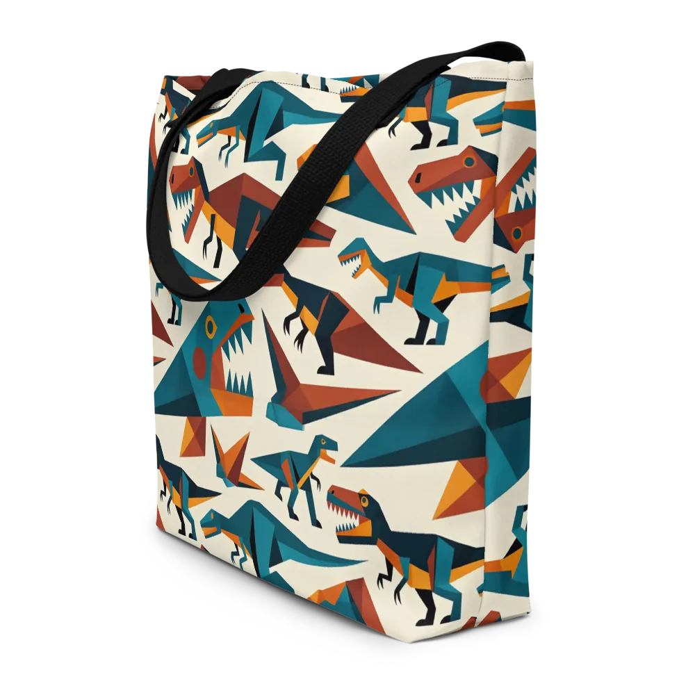 Dino Deco on Large Tote Bag W/ Pocket — Front