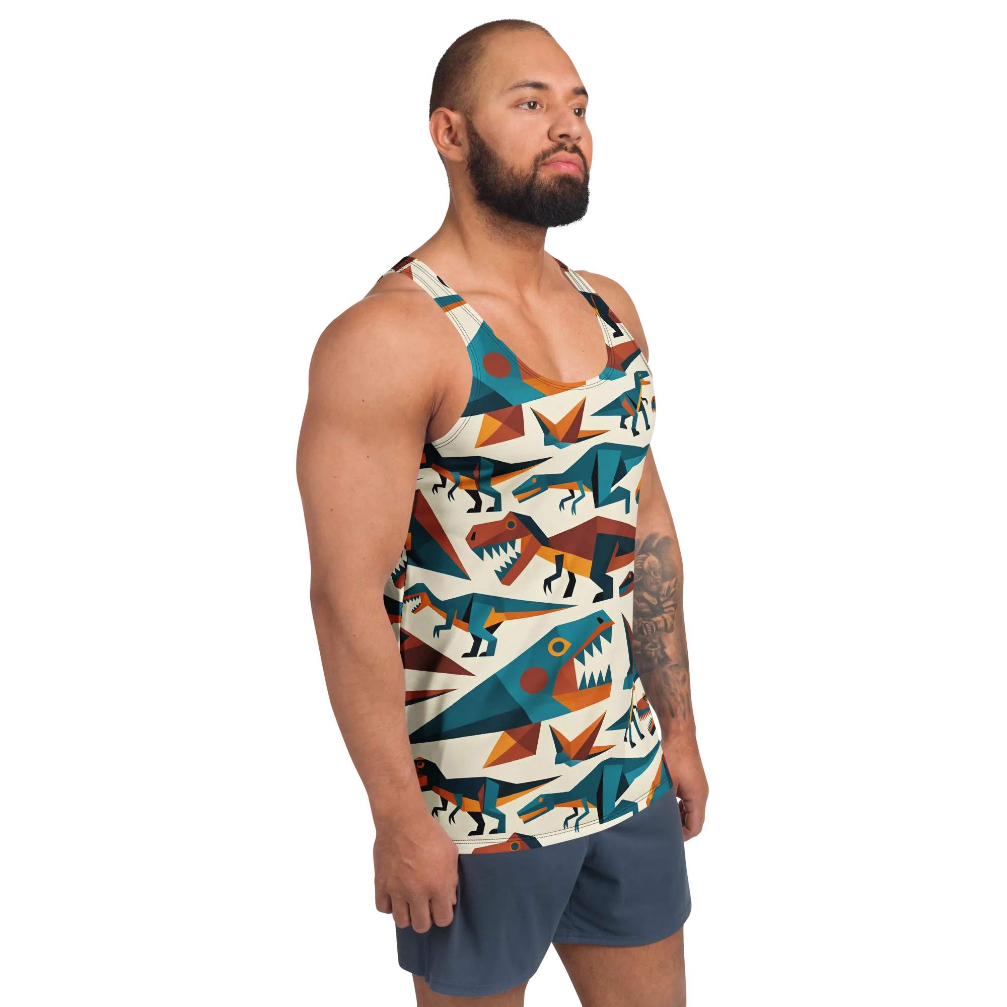 Dino Deco on Men's Tank Top — Right Front