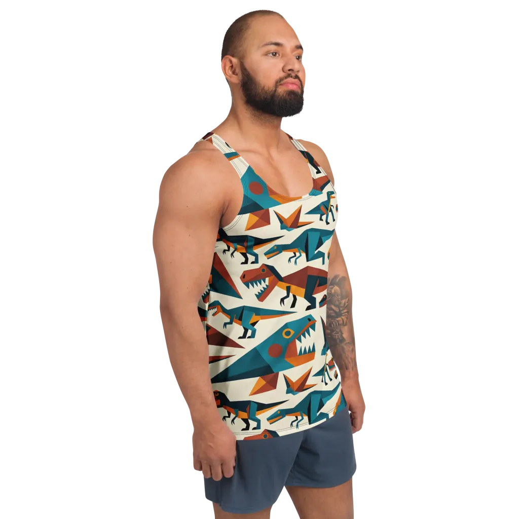Dino Deco on Men's Tank Top — Right Front