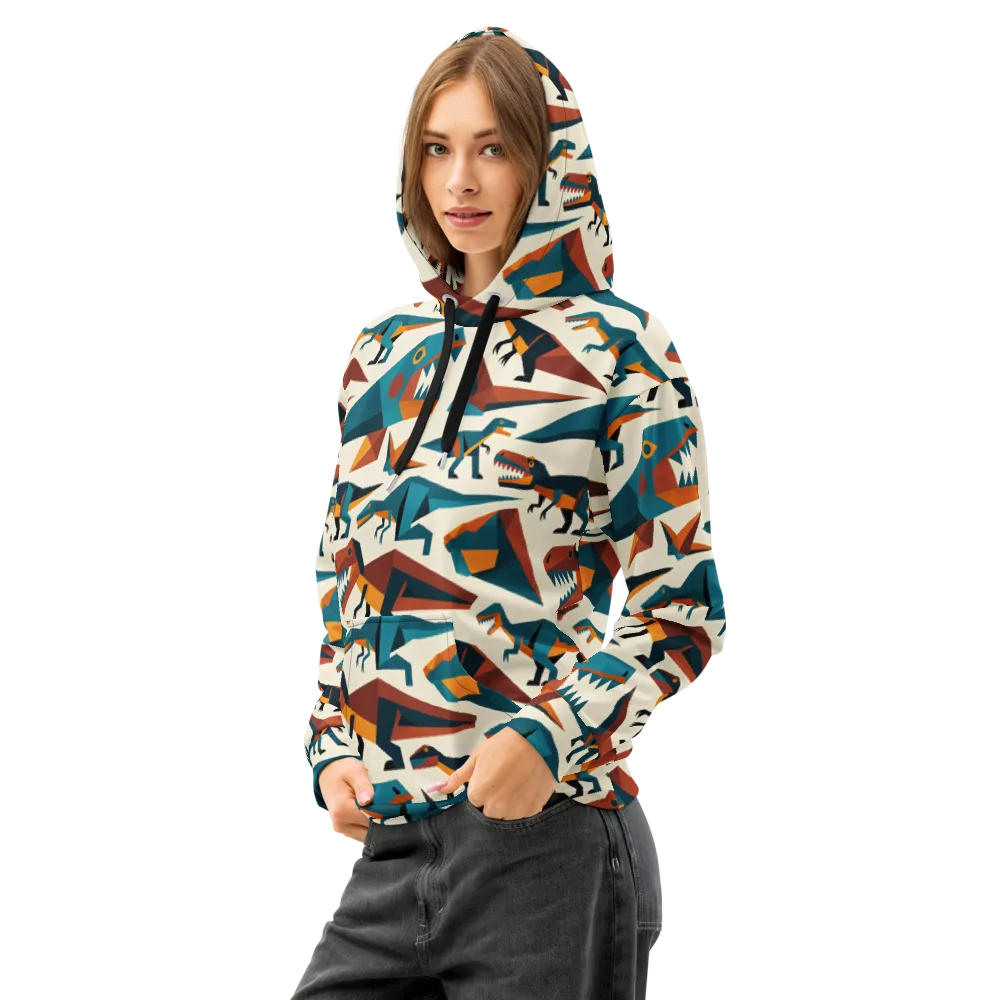 Dino Deco on Cotton Hoodie — Left Front