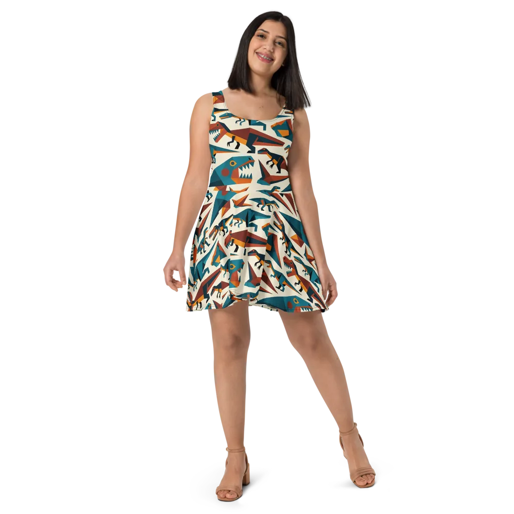 Dino Deco on Skater Dress — Front