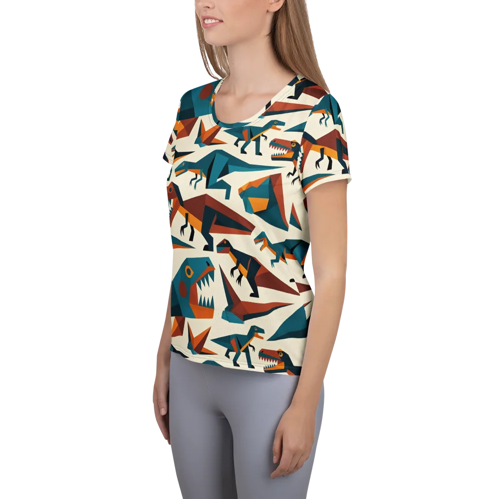 Dino Deco on Women's Athletic T-Shirt — Left