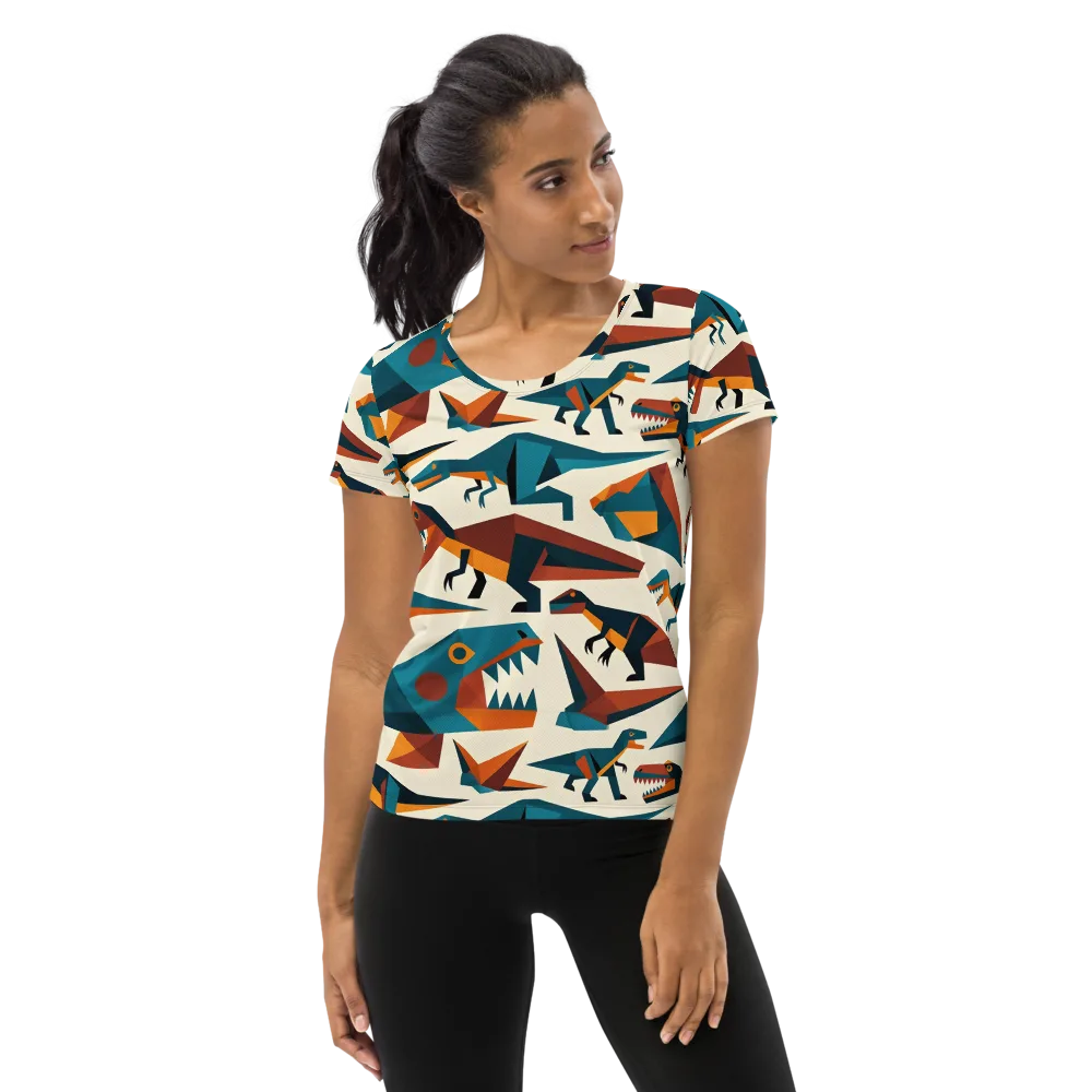 Dino Deco on Women's Athletic T-Shirt — Front