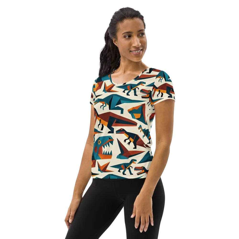 Dino Deco on Women's Athletic T-Shirt — Left