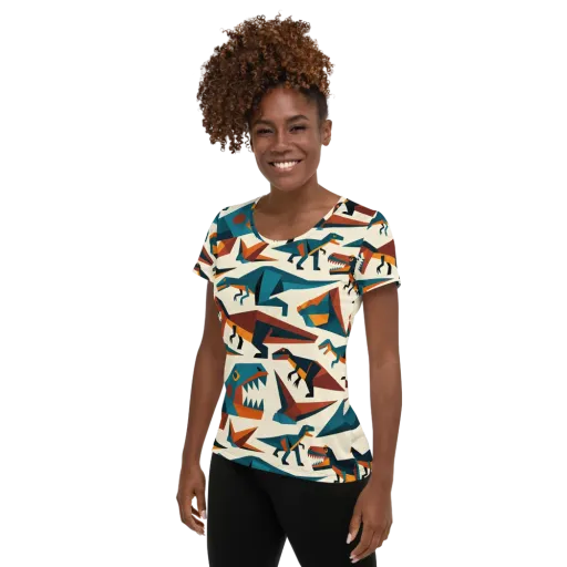 Dino Deco on a Women's Athletic T-Shirt