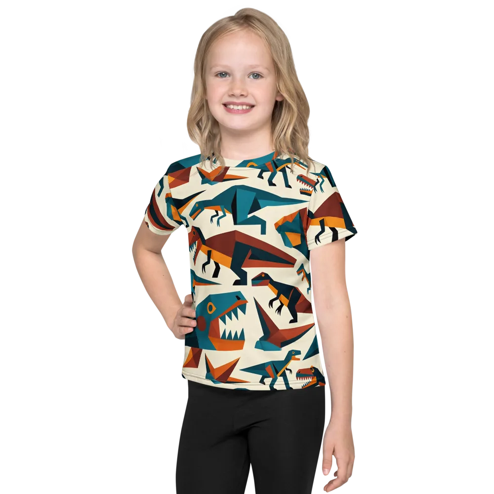 Dino Deco on Kids Crew Neck T-Shirt — Front