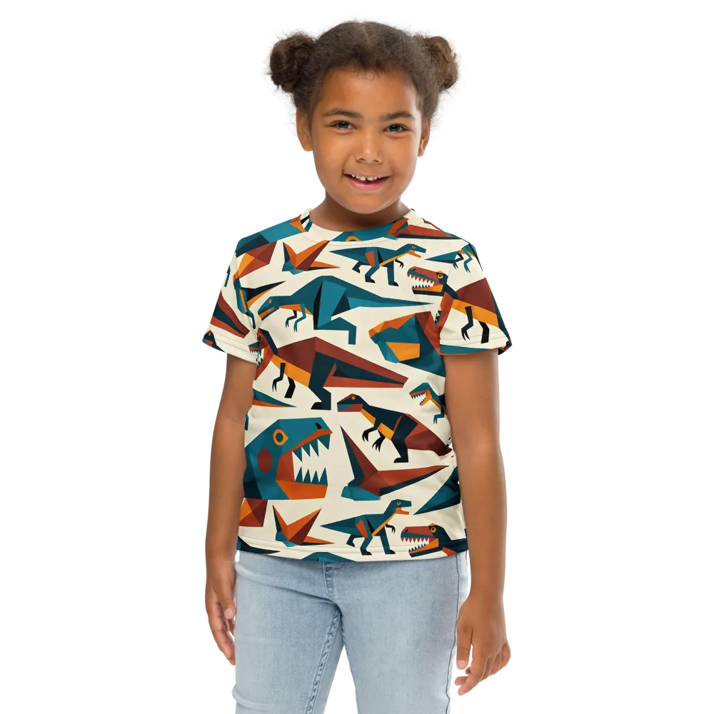 Dino Deco on Kids Crew Neck T-Shirt — Front