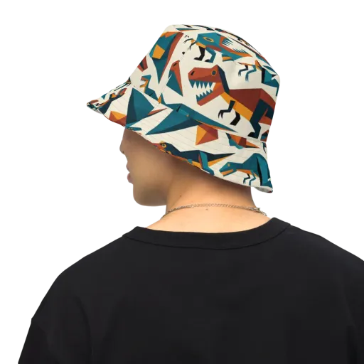 Dino Deco on a Reversible Bucket Hat