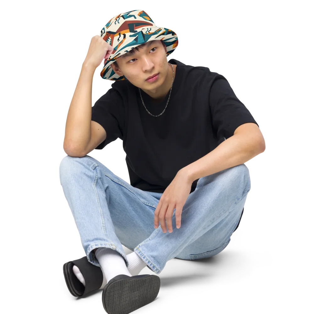 Dino Deco on Reversible Bucket Hat — Front 2 Inside