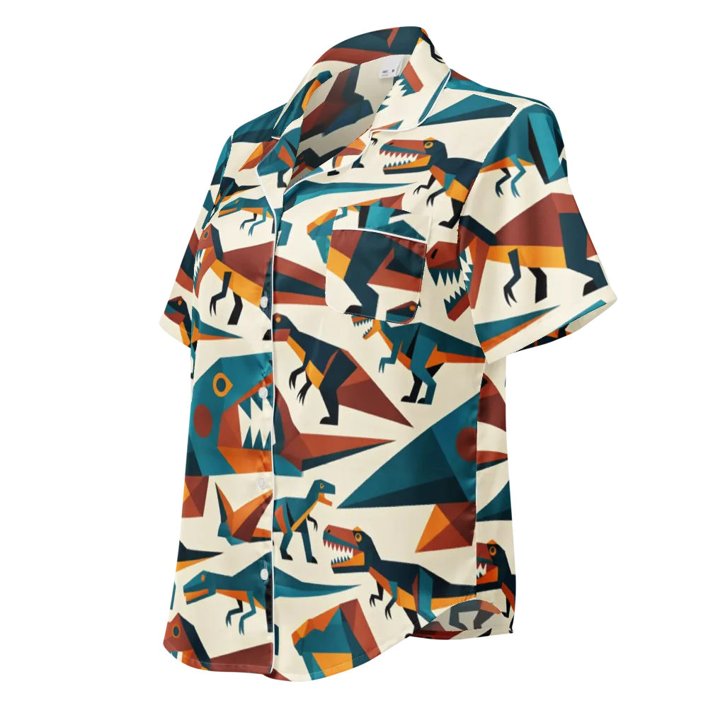 Dino Deco on Women's Short Sleeve Pajama Top — Left Front
