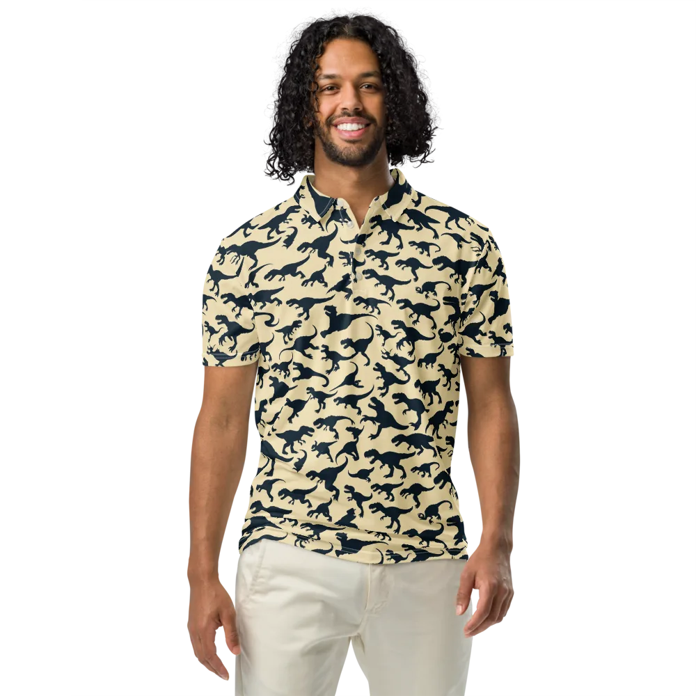 Midnight Dinosaurs on Men's Slim Fit Polo Shirt — Front