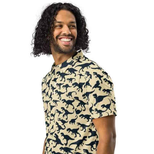 Midnight Dinosaurs on a Men's Slim Fit Polo Shirt
