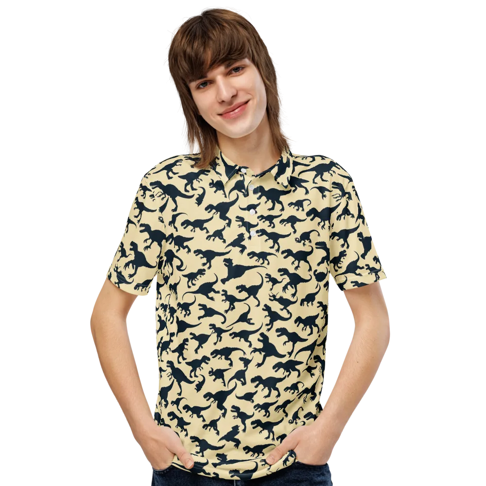 Midnight Dinosaurs on Men's Slim Fit Polo Shirt — Front