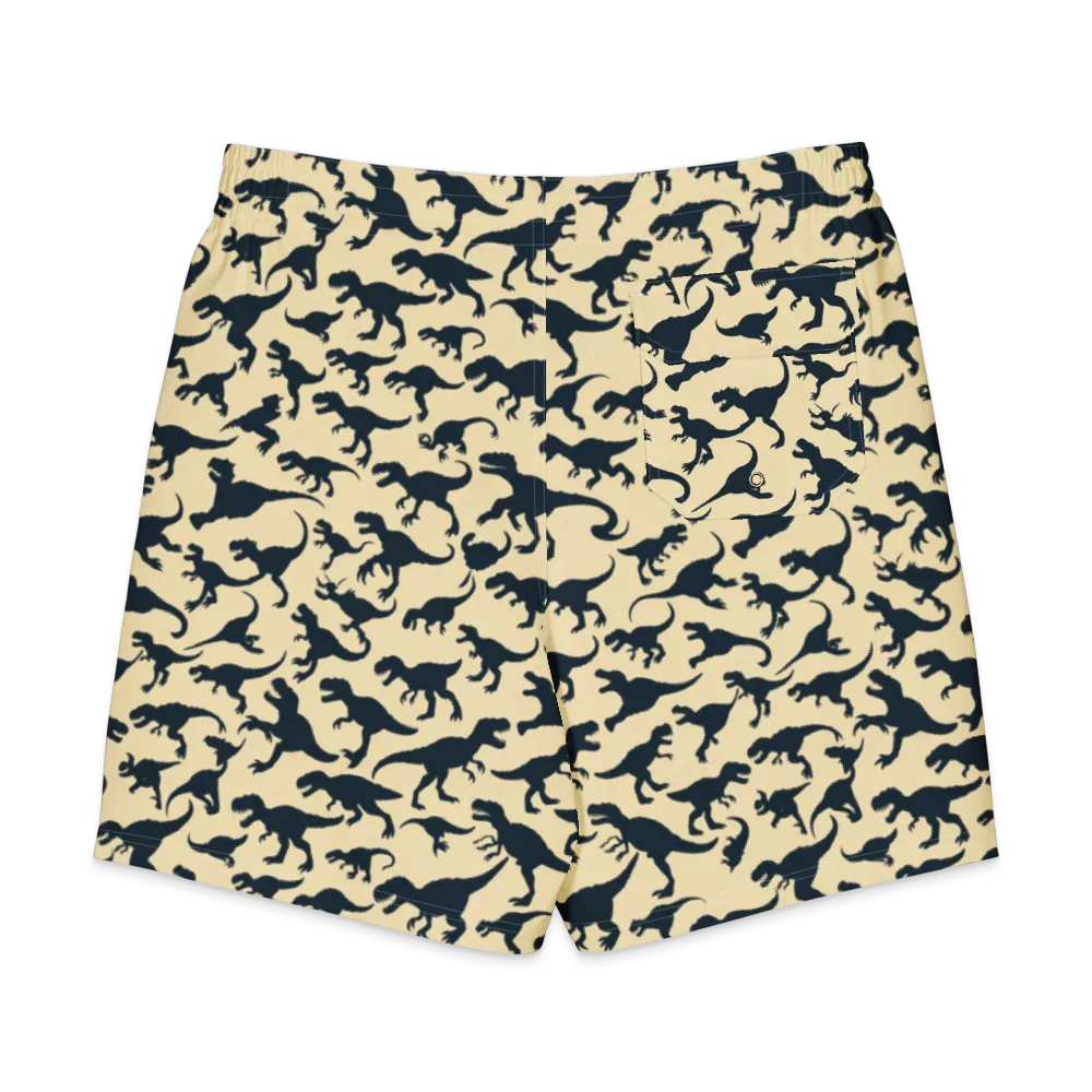 Midnight Dinosaurs on Men's Board Shorts — Back