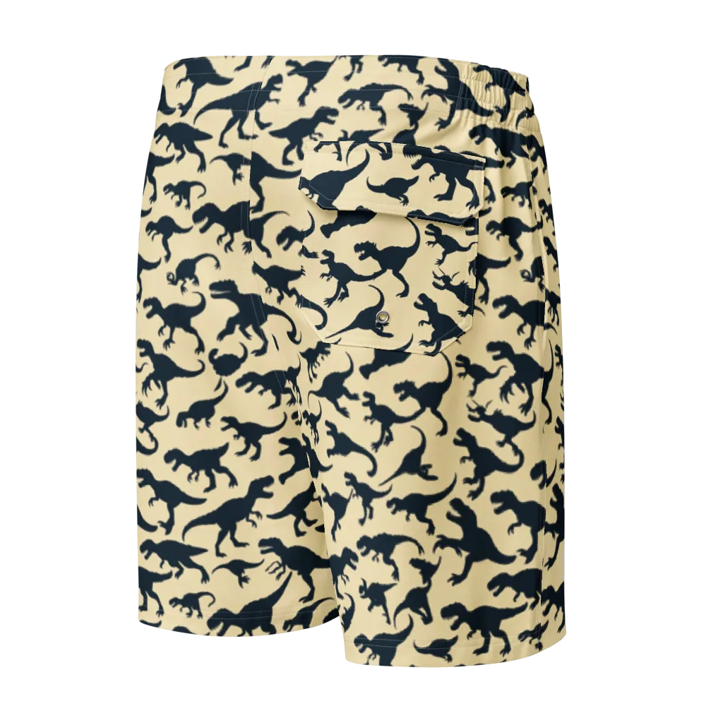 Midnight Dinosaurs on Men's Board Shorts — Back