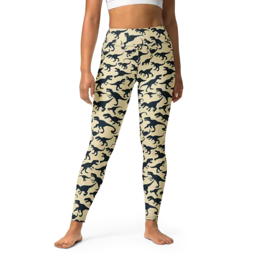 Midnight Dinosaurs on a Yoga Leggings