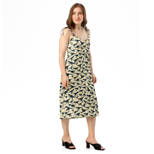 Midnight Dinosaurs on a Slip Dress