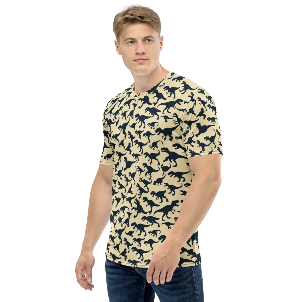 Midnight Dinosaurs on Men's Crew Neck T-Shirt — Left