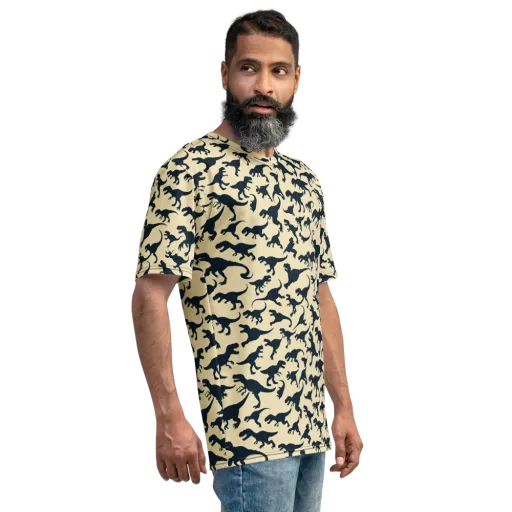 Midnight Dinosaurs on a Men's Crew Neck T-Shirt