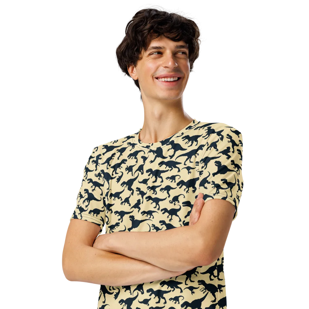 Midnight Dinosaurs on Men's Crew Neck T-Shirt — Left Front