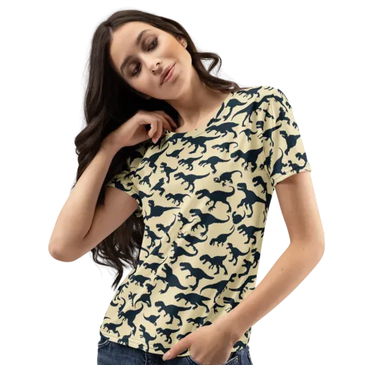 Midnight Dinosaurs on a Women's Crew Neck T-Shirt