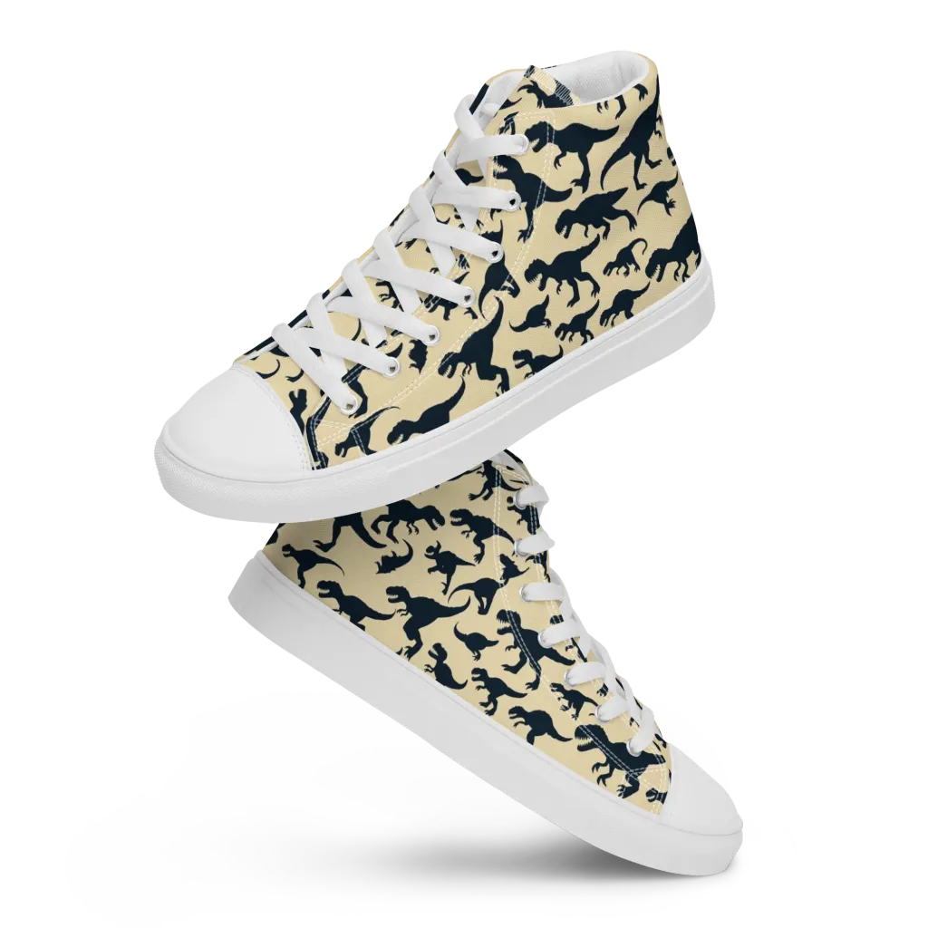 Midnight Dinosaurs on Women's High Top Canvas Shoes — Front