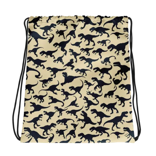 Midnight Dinosaurs on a Drawstring Bag