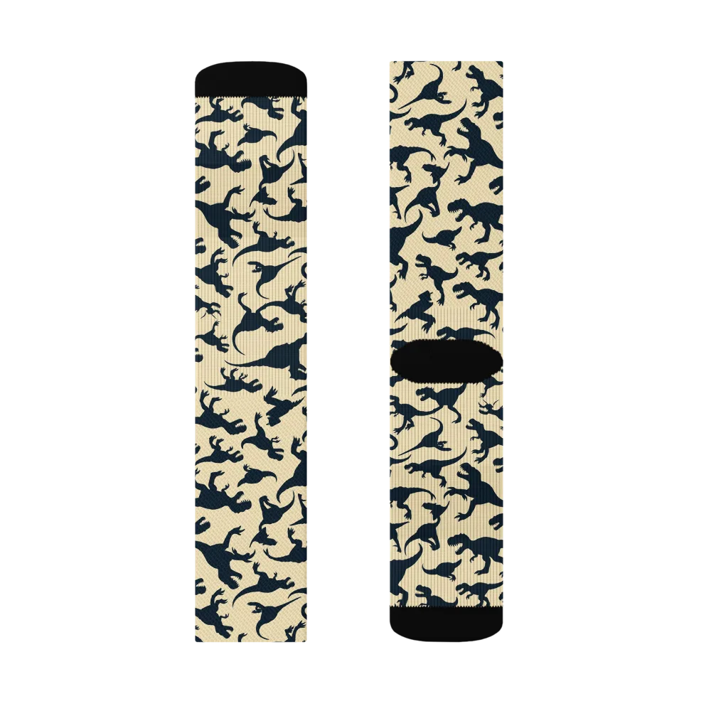 Midnight Dinosaurs on Socks — Right Sock