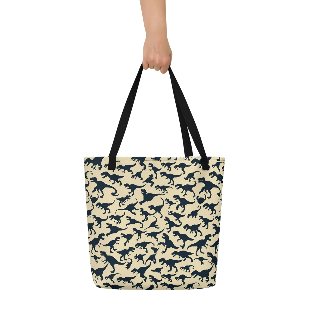 Midnight Dinosaurs on Large Tote Bag W/ Pocket — Front
