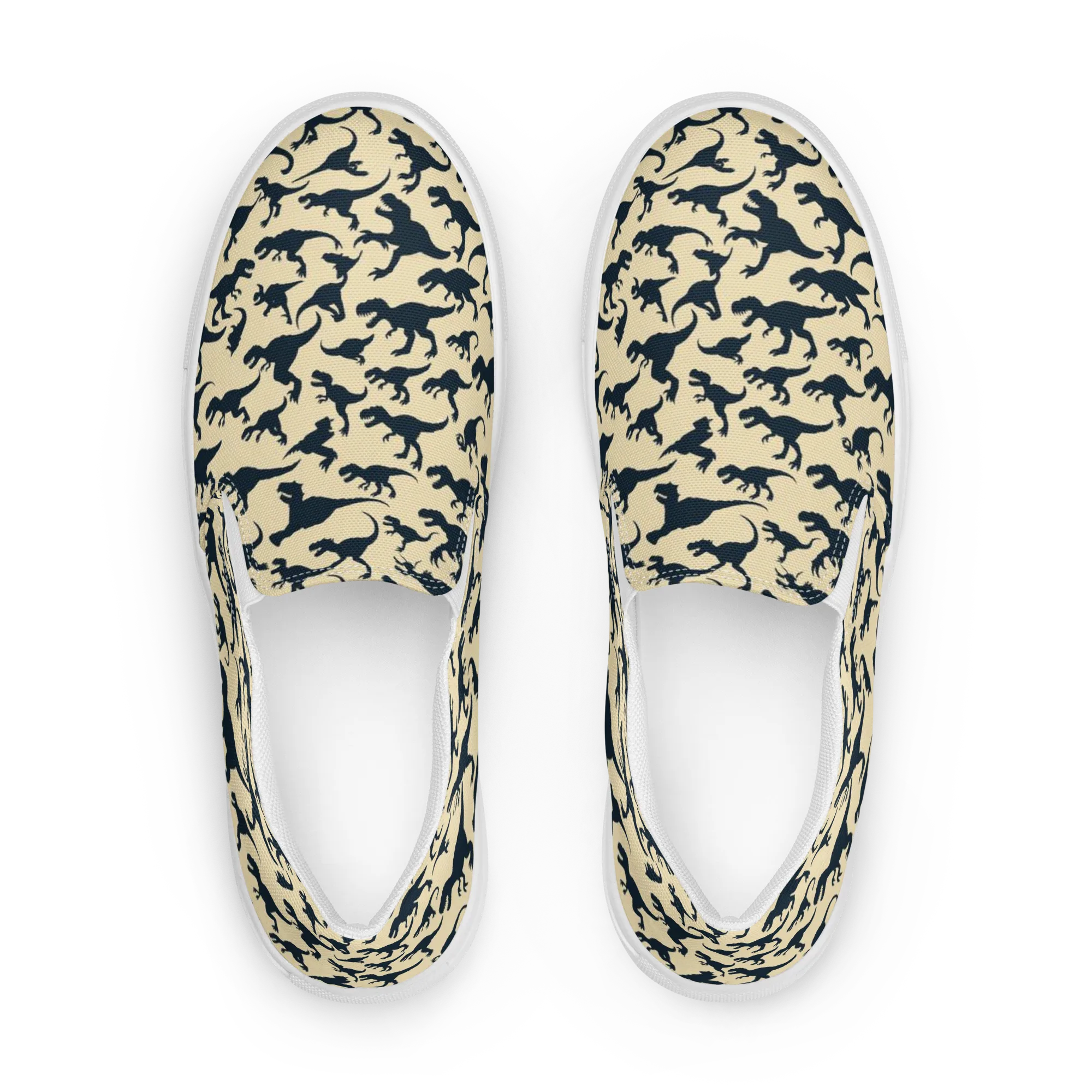 Midnight Dinosaurs on Women's Slip-On Canvas Shoes — Front