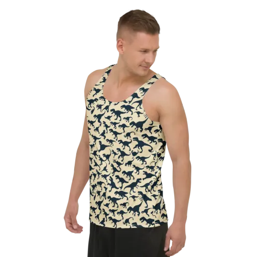Midnight Dinosaurs on a Men's Tank Top
