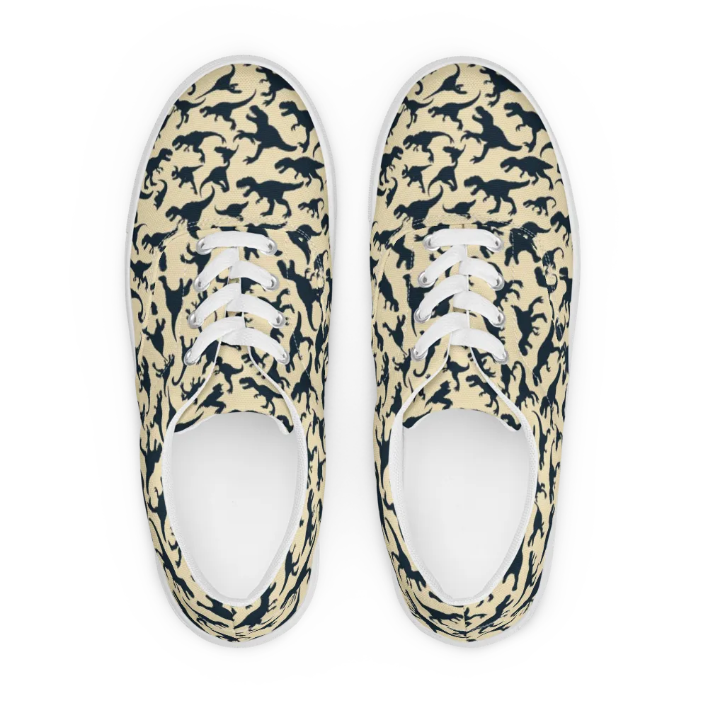 Midnight Dinosaurs on Men's Lace-Up Canvas Shoes — Front