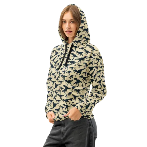 Midnight Dinosaurs on a Cotton Hoodie