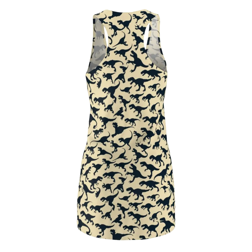 Midnight Dinosaurs on Racerback Dress — Back