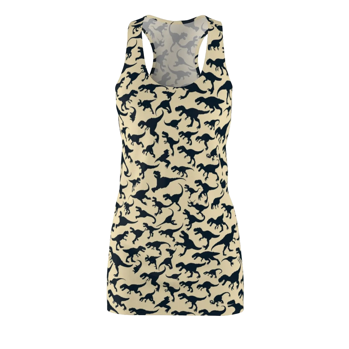 Midnight Dinosaurs on Racerback Dress — Front
