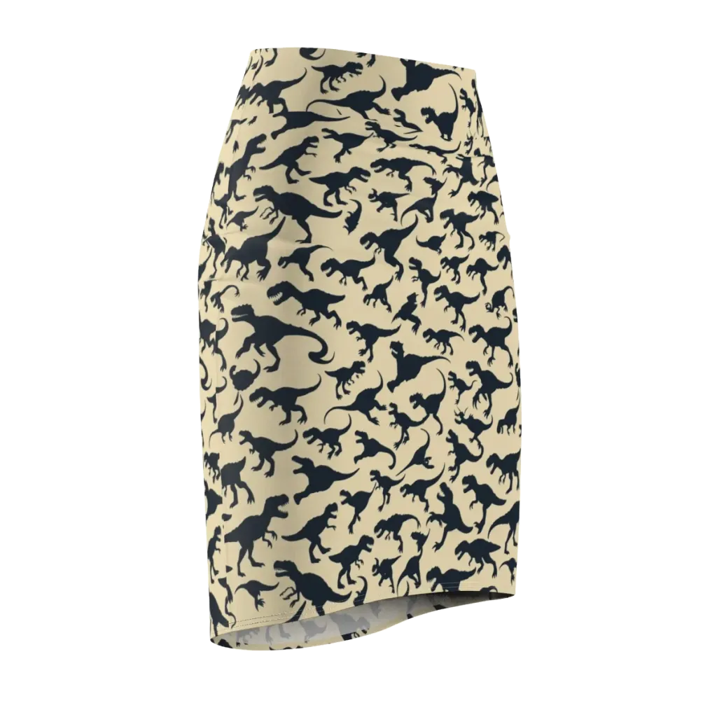 Midnight Dinosaurs on Pencil Skirt — Front Side
