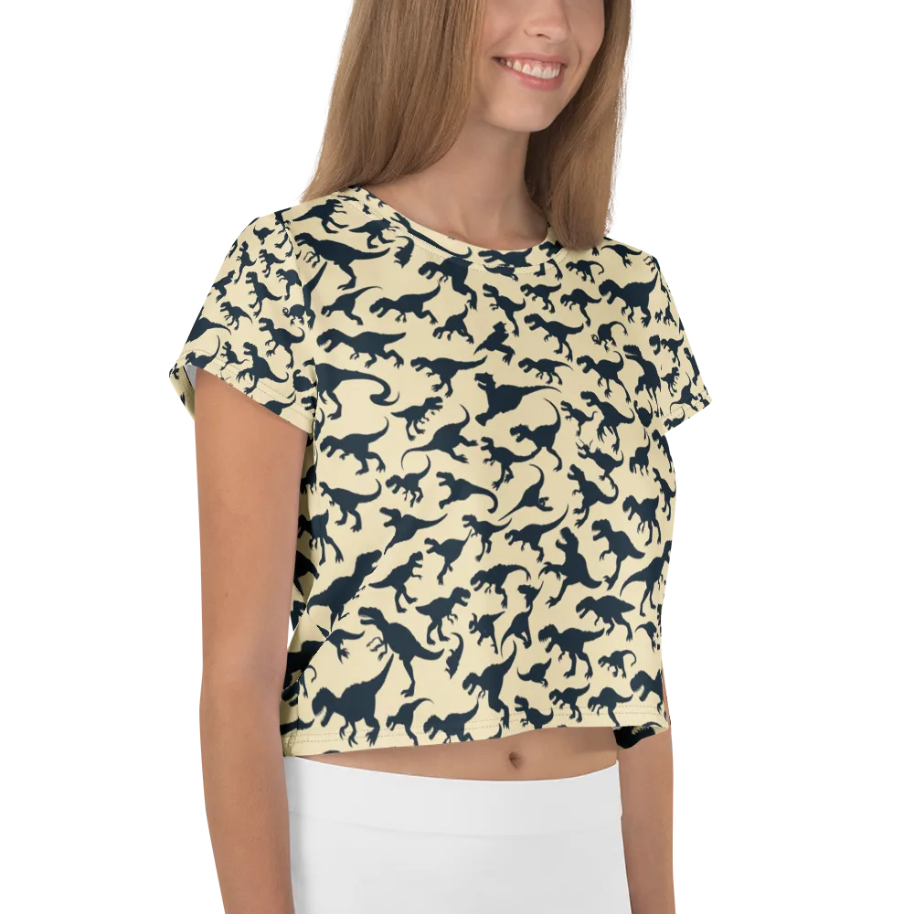 Midnight Dinosaurs on Crop Tee — Right