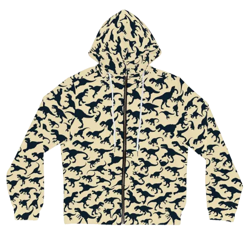 Midnight Dinosaurs on a Women's Full-Zip Hoodie
