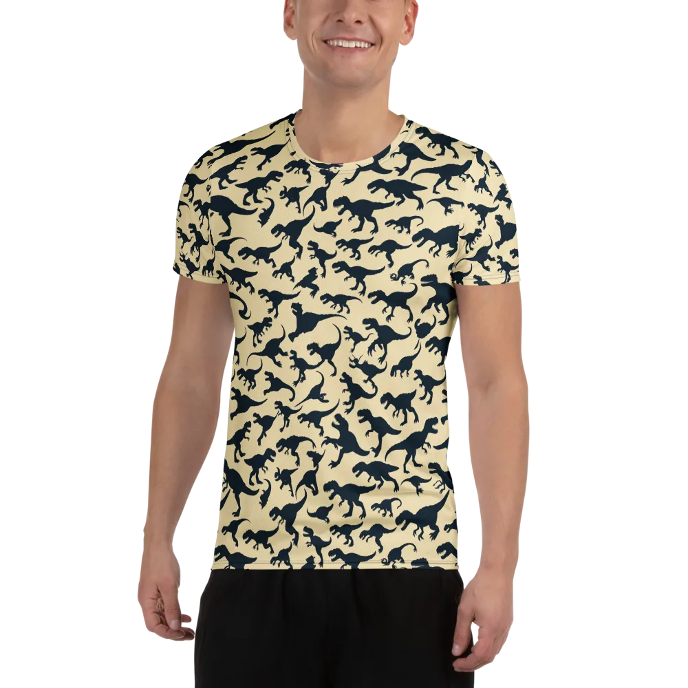 Midnight Dinosaurs on Men's Athletic T-Shirt — Front