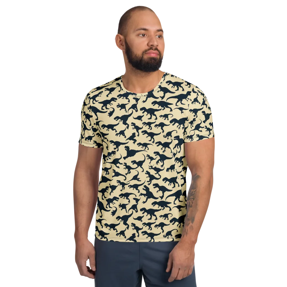 Midnight Dinosaurs on Men's Athletic T-Shirt — Front