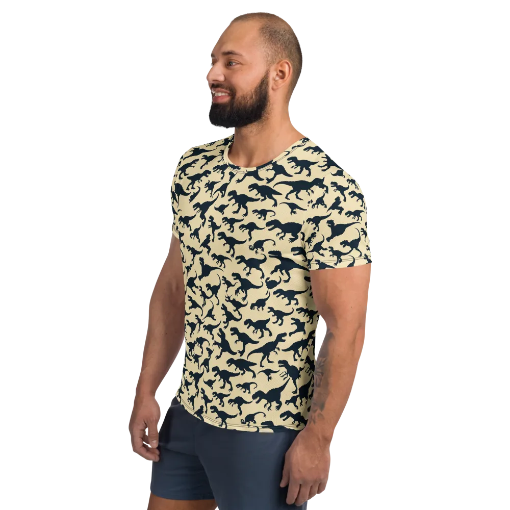 Midnight Dinosaurs on Men's Athletic T-Shirt — Left