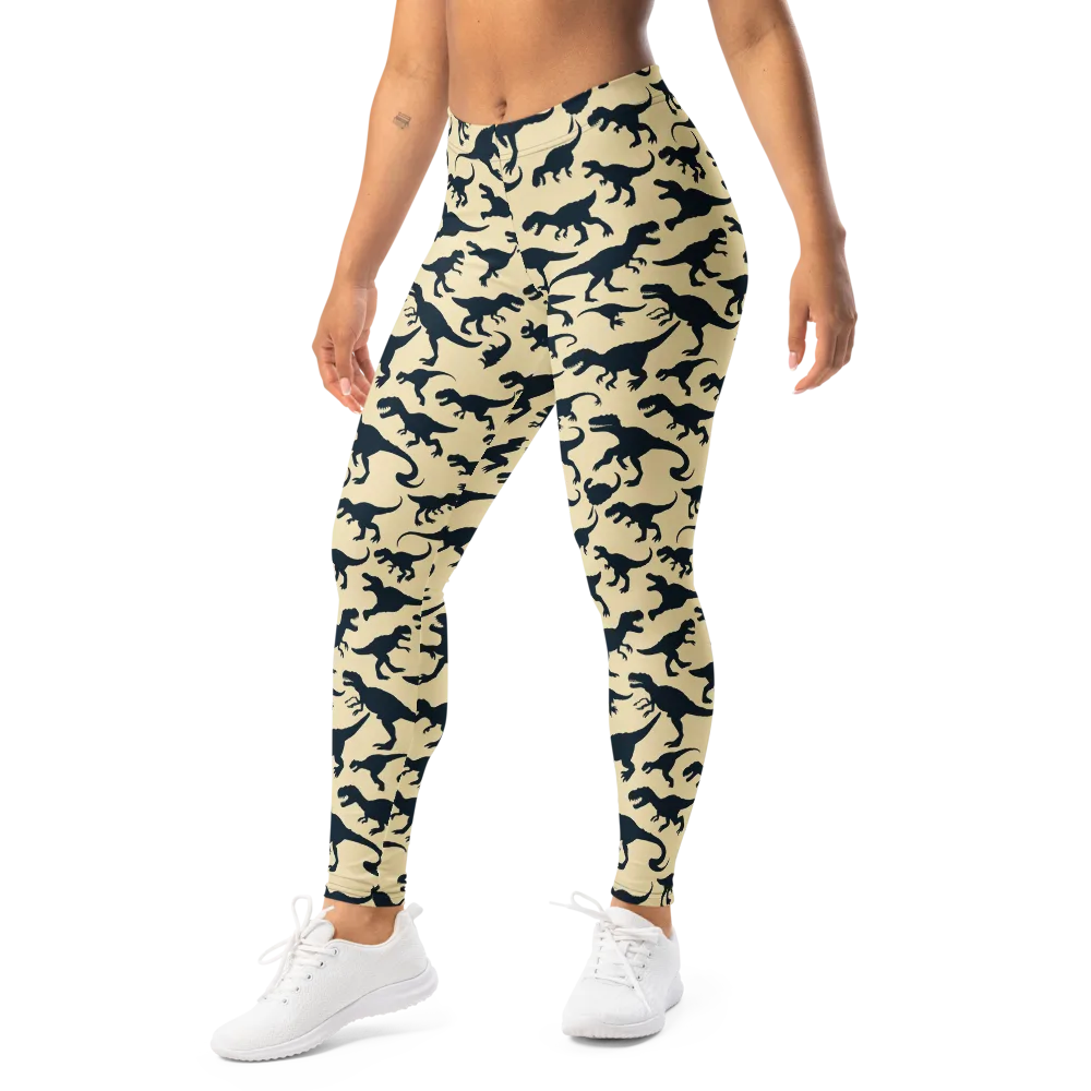 Midnight Dinosaurs on Leggings — Left Front