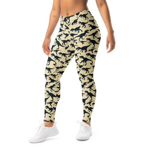 Midnight Dinosaurs on a Leggings