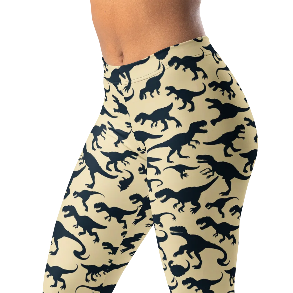 Midnight Dinosaurs on Leggings — Left Front