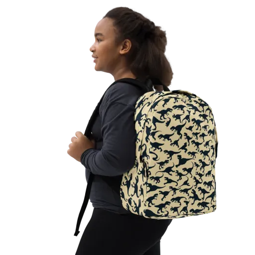 Midnight Dinosaurs on a Minimalist Backpack