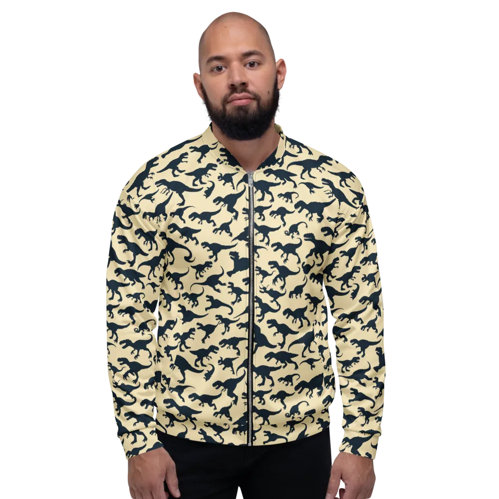 Midnight Dinosaurs on Bomber Jacket — Front