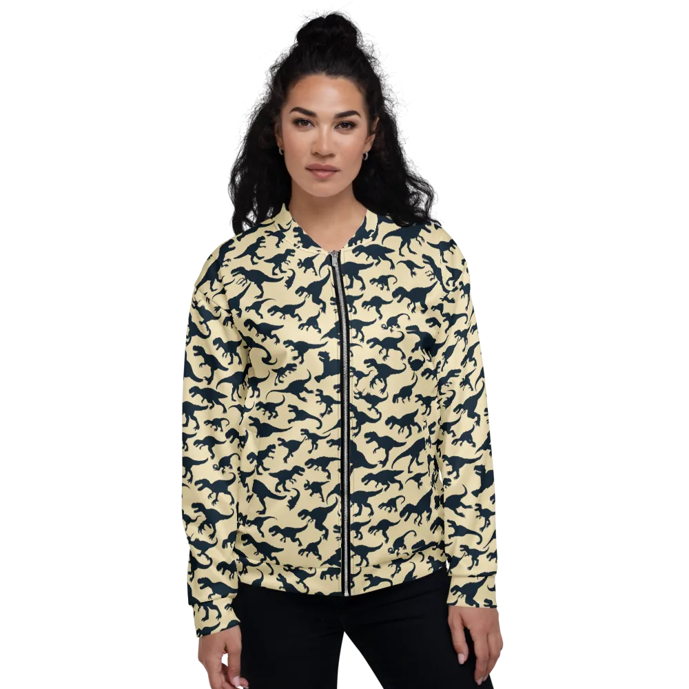 Midnight Dinosaurs on Bomber Jacket — Front